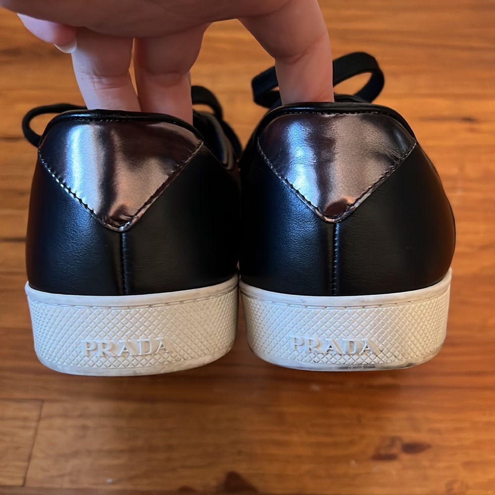 Prada Milano Black Leather Women’s Sneaker 39.5 - Picture 5 of 9